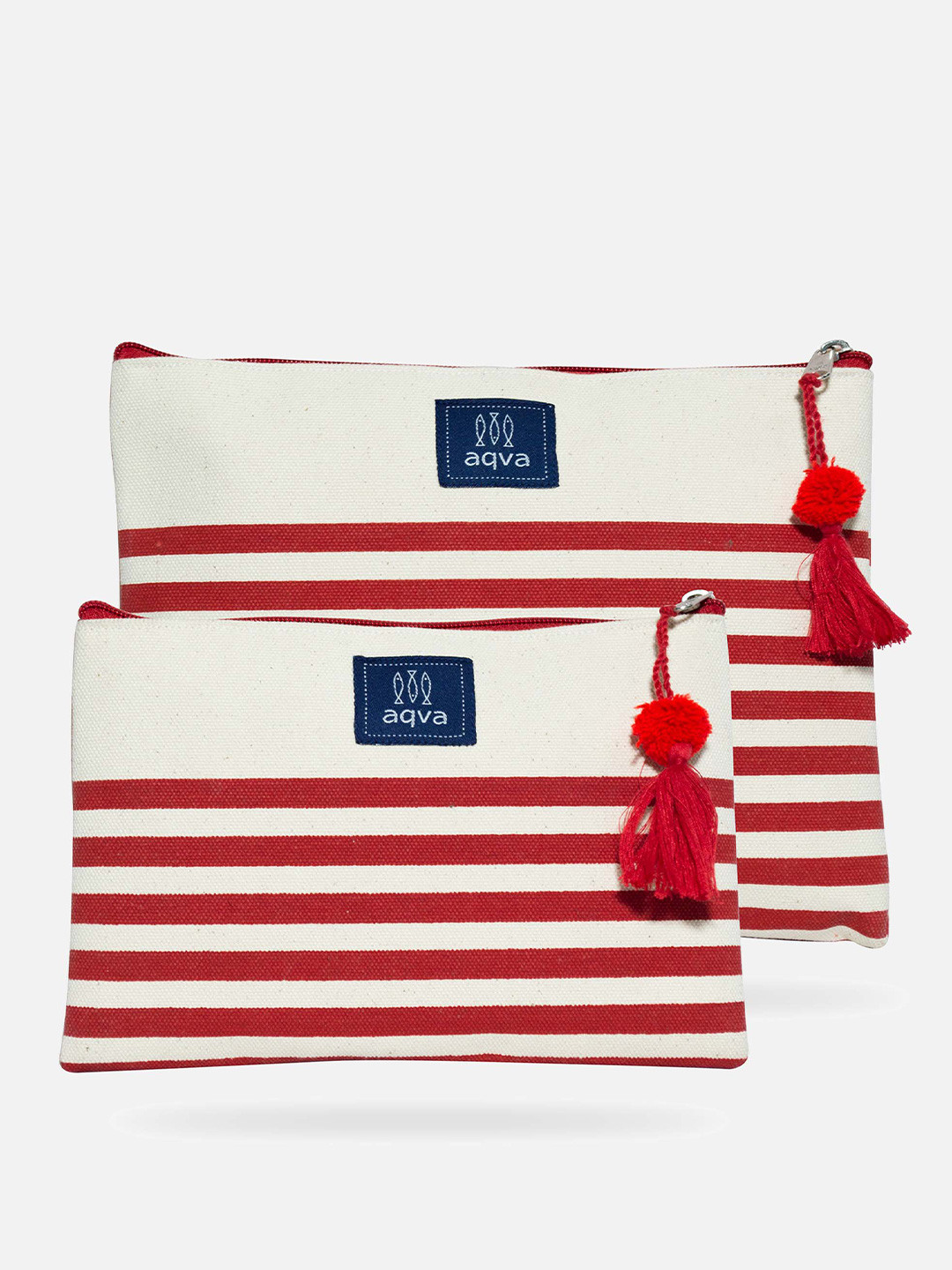 

AQVA Set Of 2 Eco Friendly Cotton Travel Pouch, Red