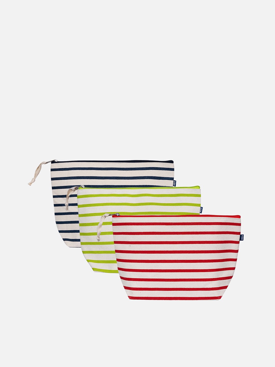 

AQVA Women Set Of 3 Striped Multipurpose Travel Pouch, Red
