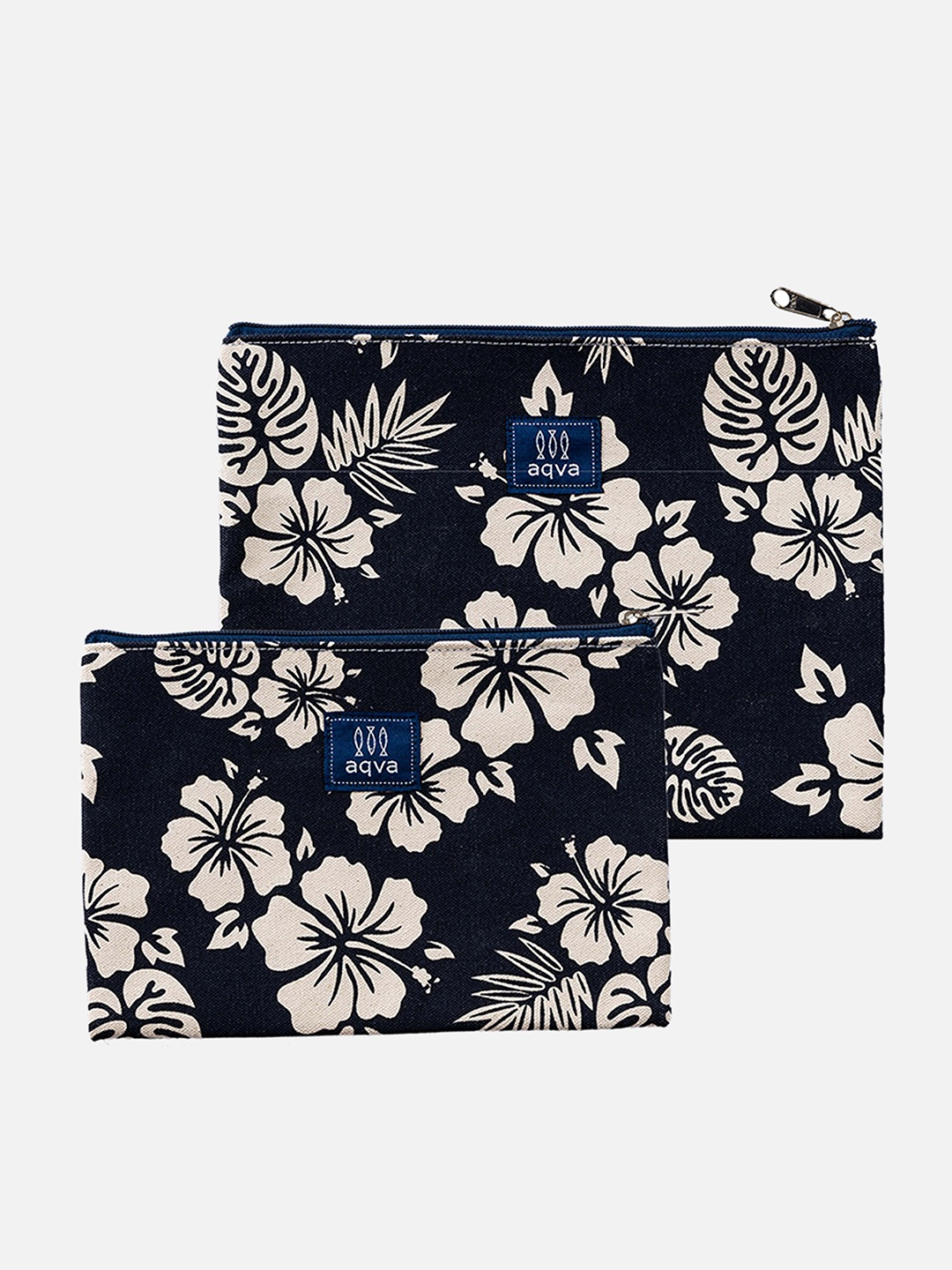 

AQVA Women Set Of 2 Printed Travel Pouches, Black