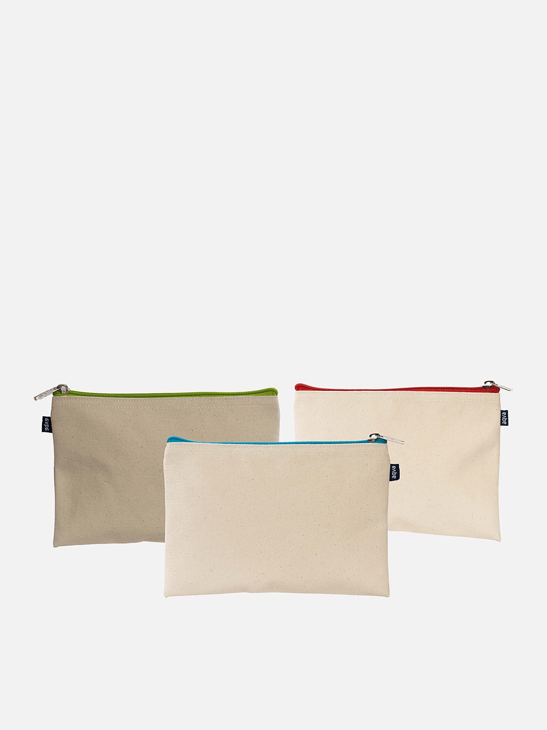

AQVA Women Set Of 3 Cotton Canvas Travel Pouches, Beige