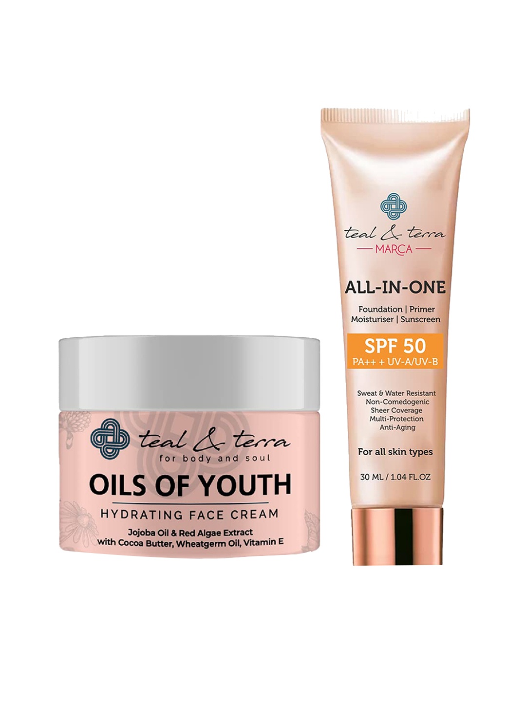 

teal & terra Set of 2 Hydrating Face cream & All in one cream, Pink