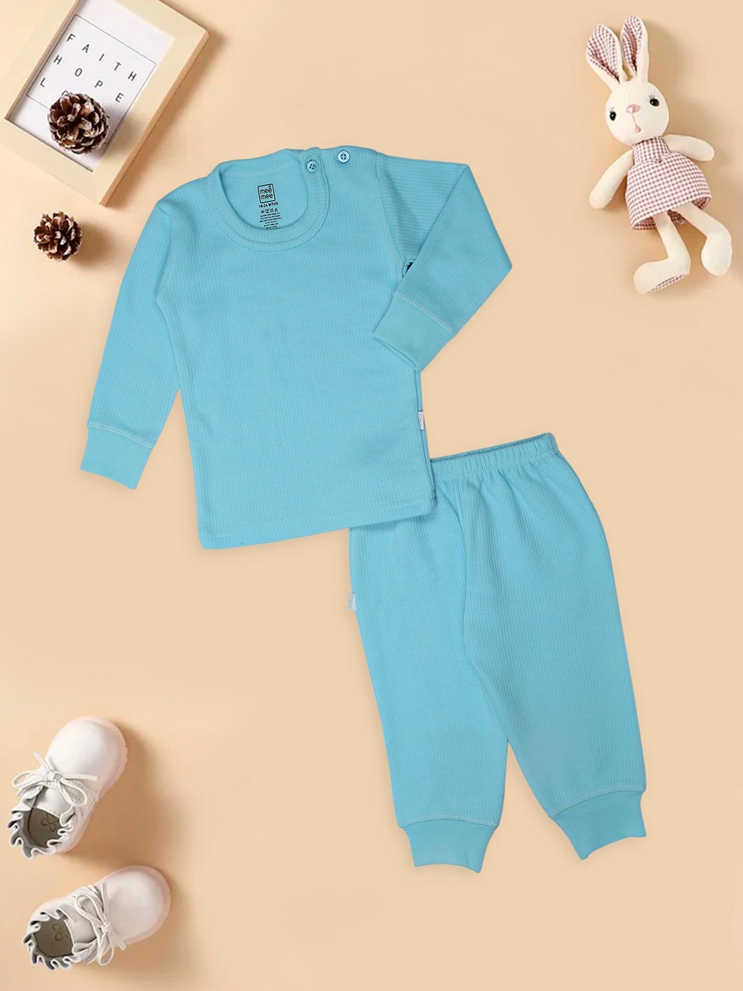 

MeeMee Infant Kids Solid Cotton Thermal Set, Blue