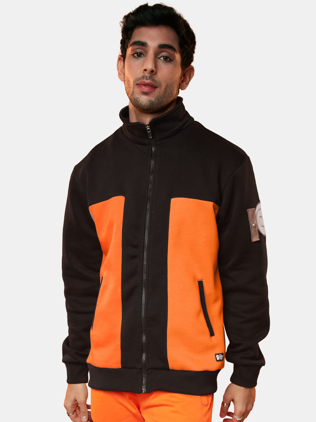 

The Souled Store Men Colourblocked Bomber Jacket, Black