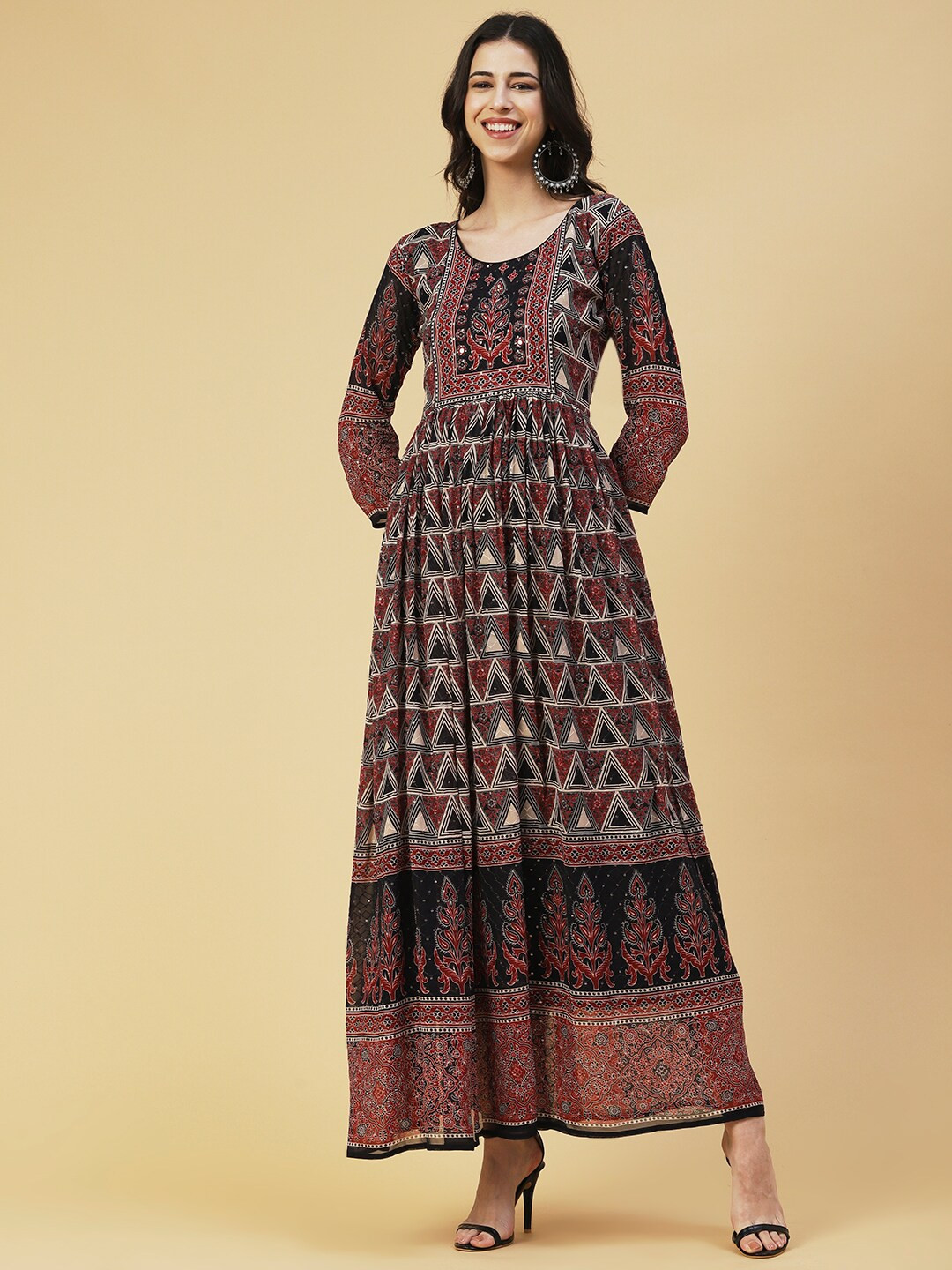 

FASHOR Maxi Georgette Dress, Brown