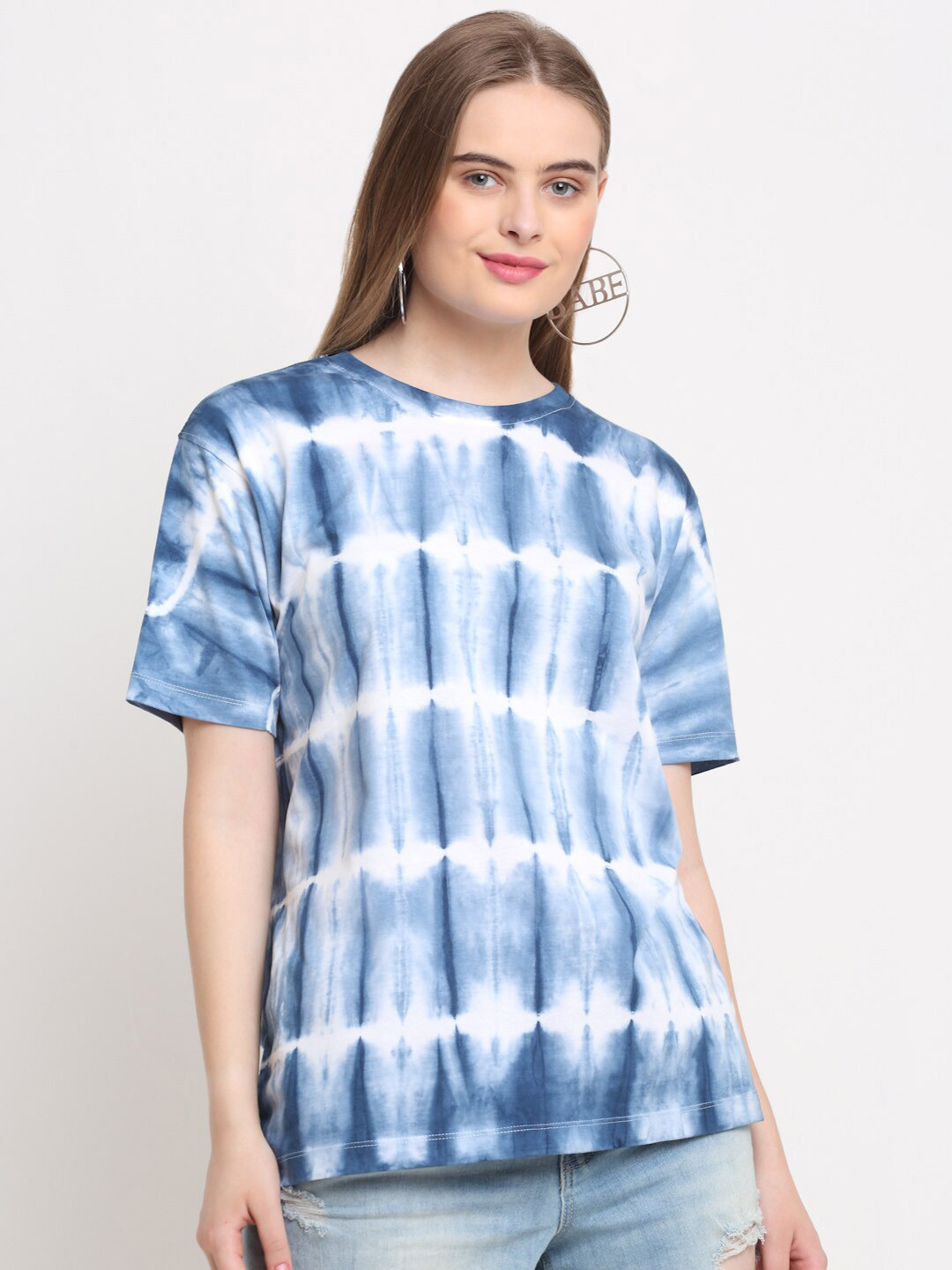 

Ennoble Women Blue Tie and Dye Dyed T-shirt