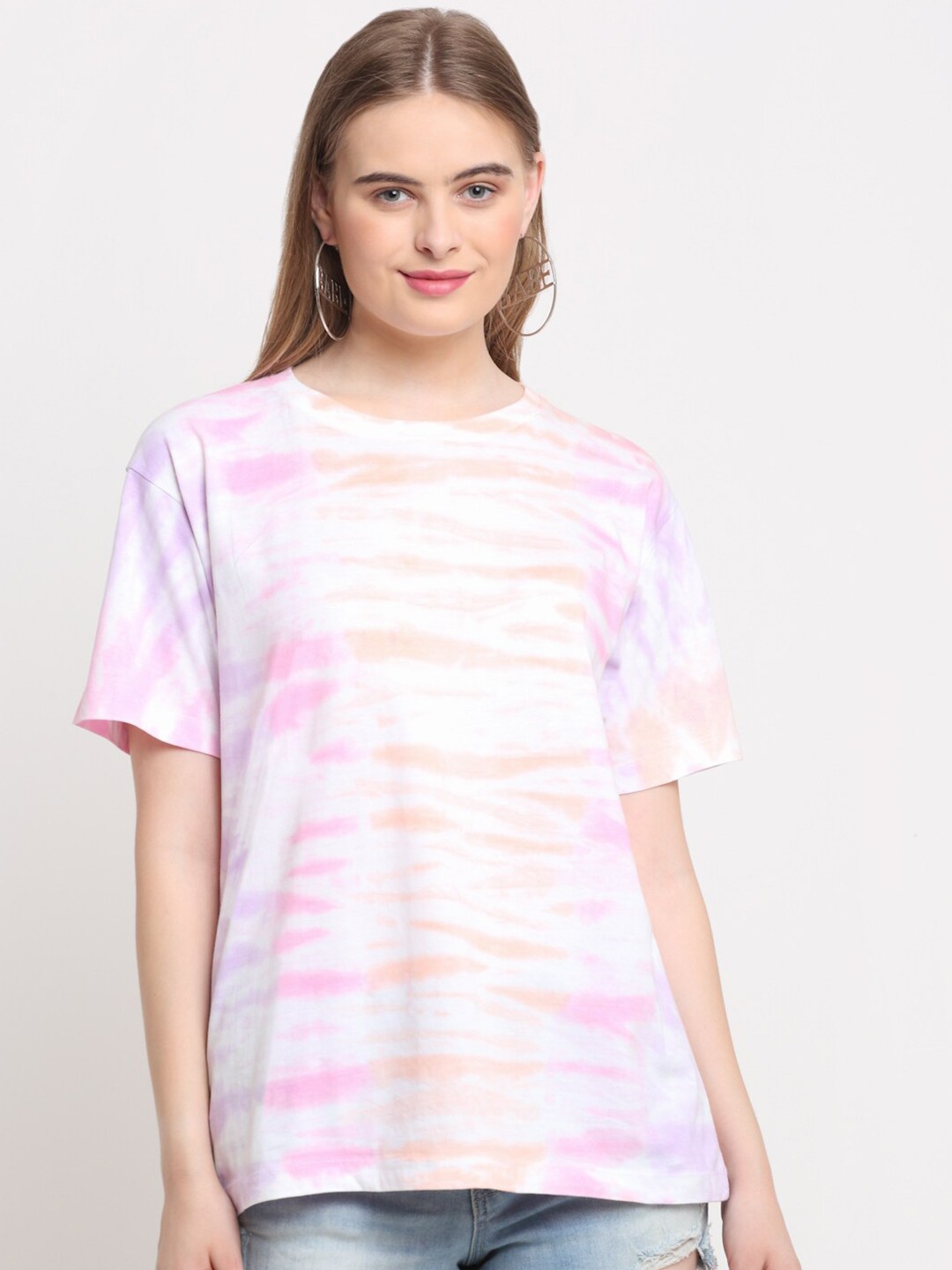 

Ennoble Women Tie and Dye Cotton T-shirt, Multi