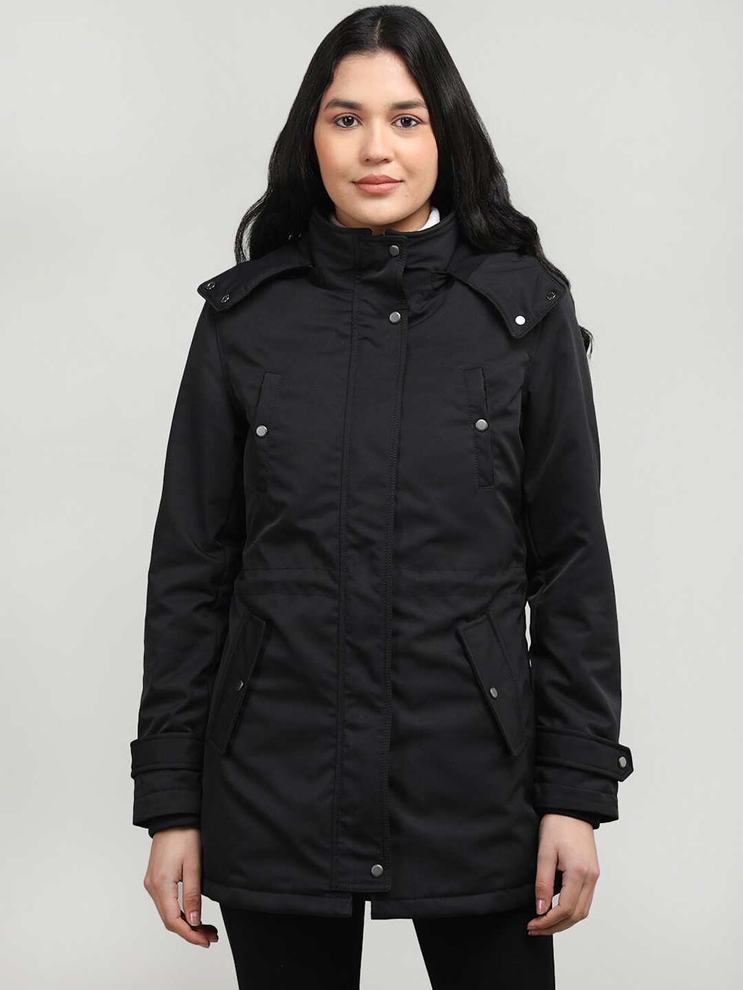 

LURE URBAN Women Longline Parka Jacket, Black