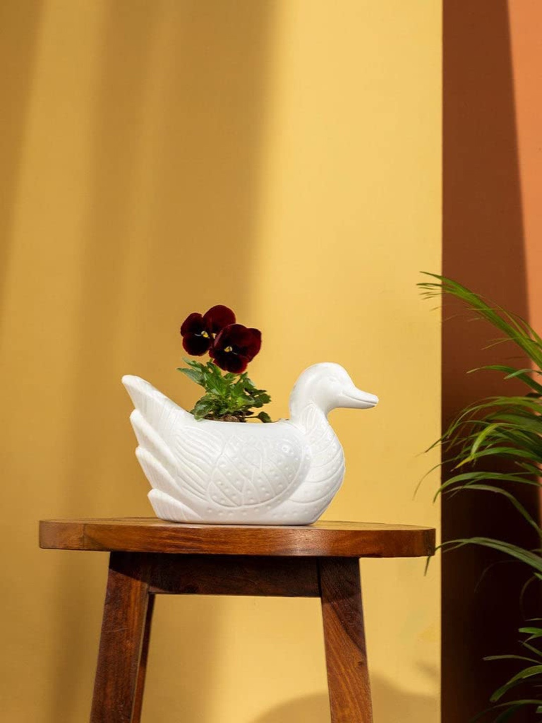 

TRUSTBASKET White Set Of 3 Textured Duck-Shaped Planters