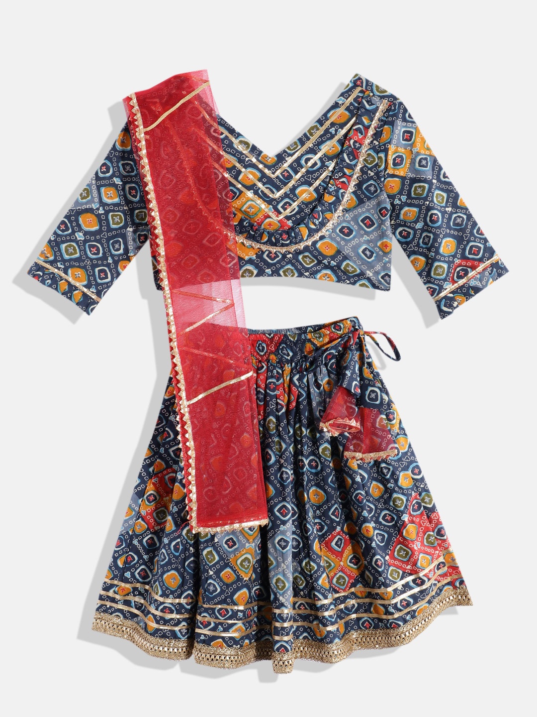 

Readiprint Girls Printed Ready to Wear Lehenga & Blouse With Dupatta, Blue