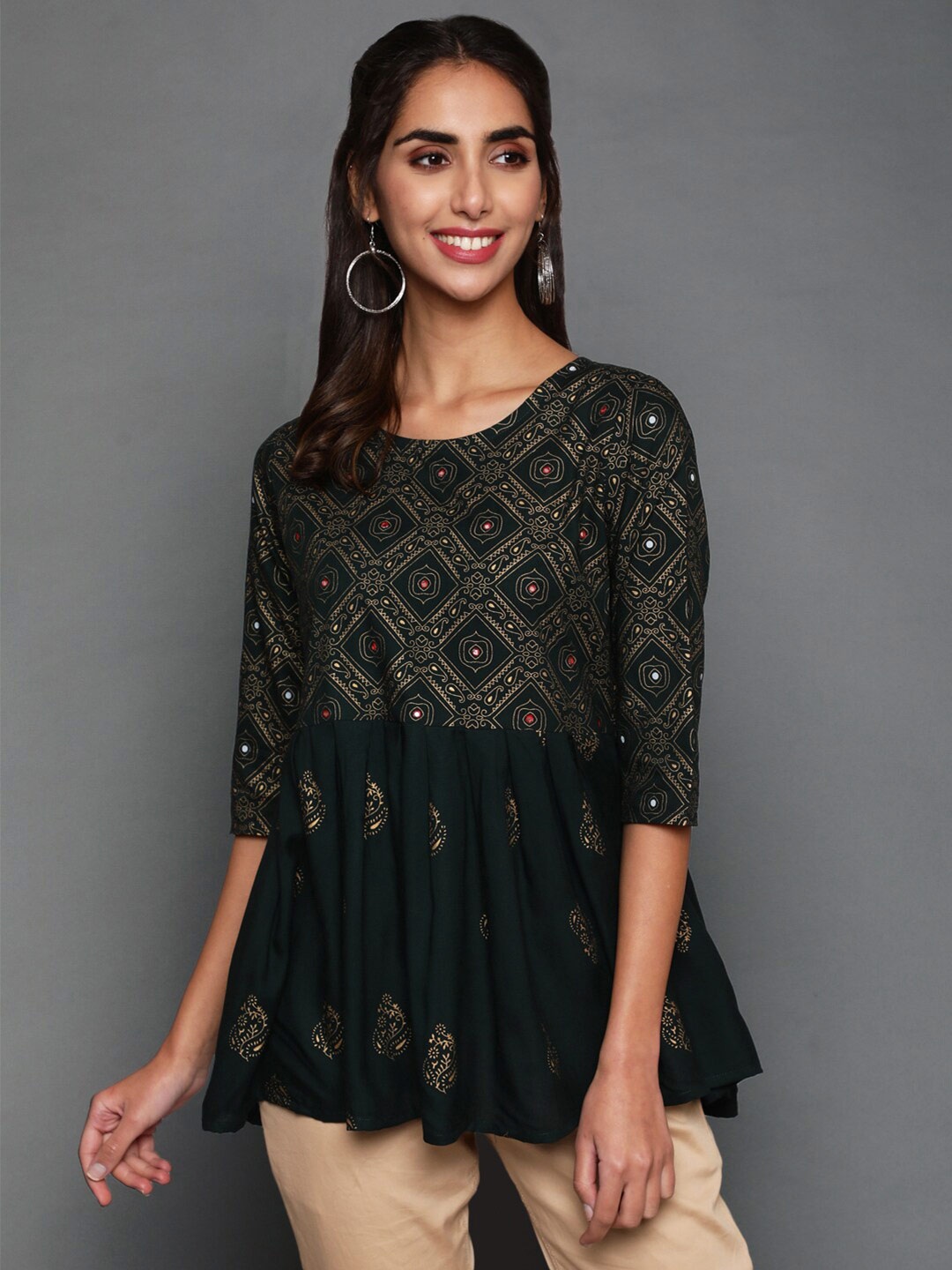 

antaran Printed Tunic, Green