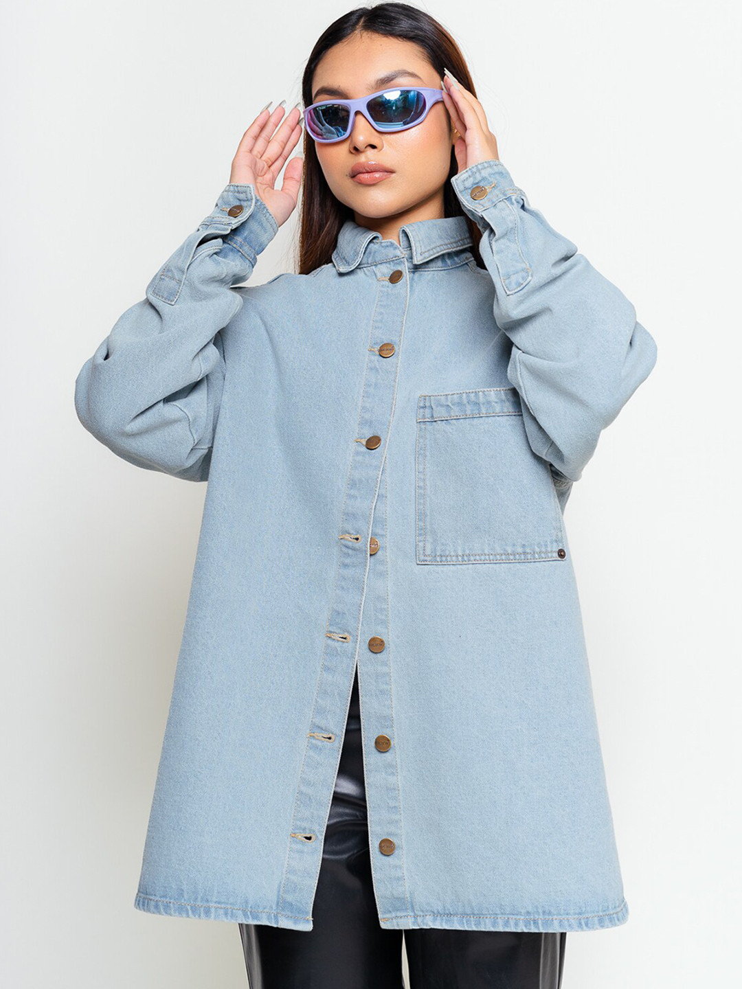 

FREAKINS Women Cotton Casual Shirt, Blue