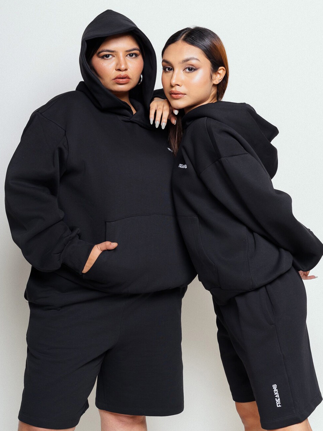 

FREAKINS Women Printed Hooded Cotton Sweatshirt, Black