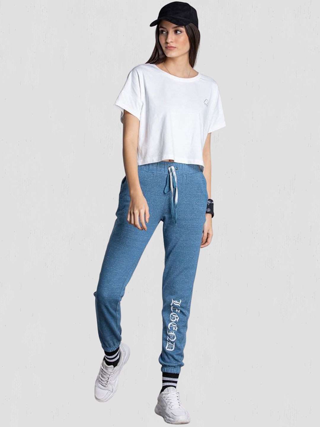 

MKOAL Women Printed Cotton Regular Fit Joggers, Blue