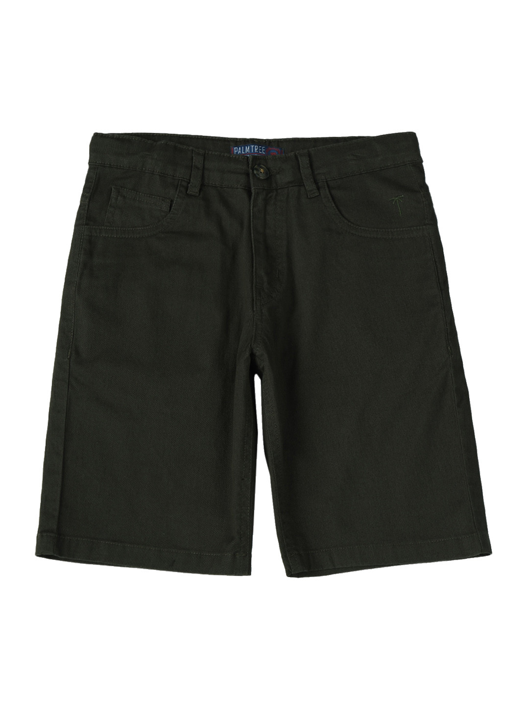 

Palm Tree Boys Mid-Rise Cotton Shorts, Olive