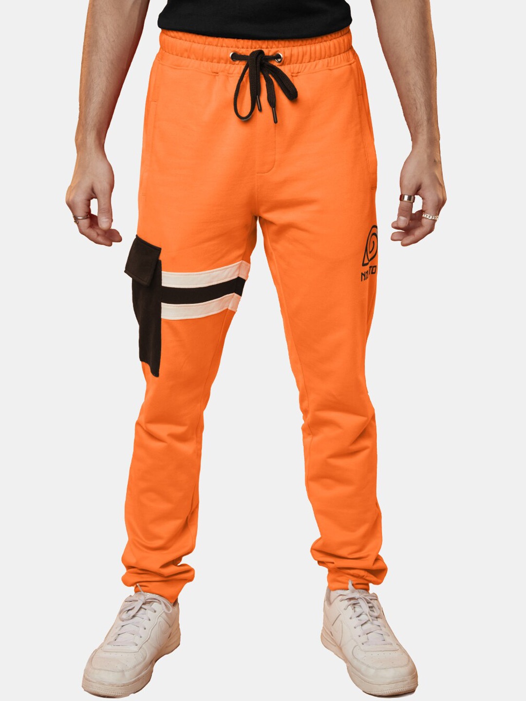 

The Souled Store Men Printed Cotton Joggers, Orange