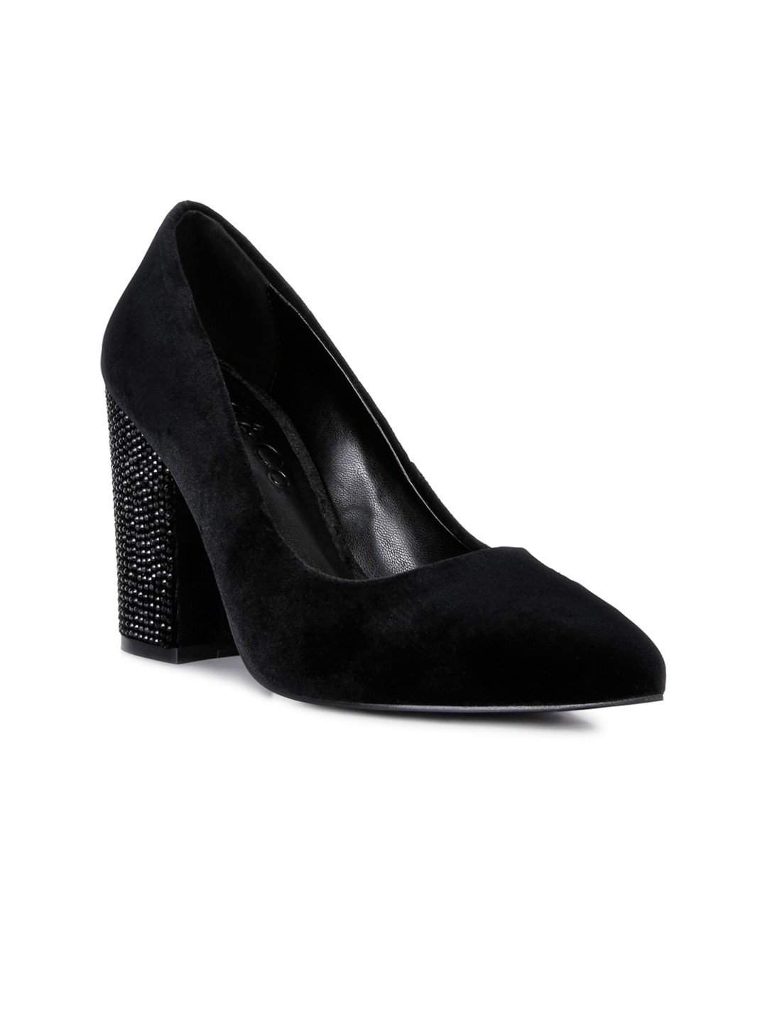 

RAG & CO Velvet Party Block Pumps, Black