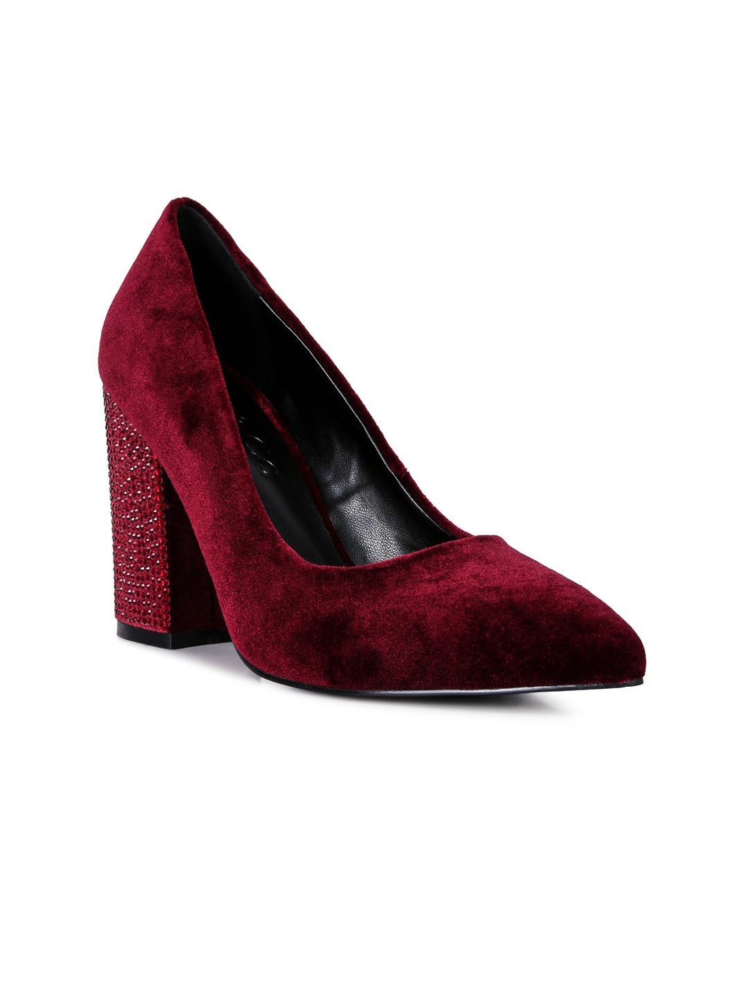 

RAG & CO Velvet Party Block Pumps, Burgundy