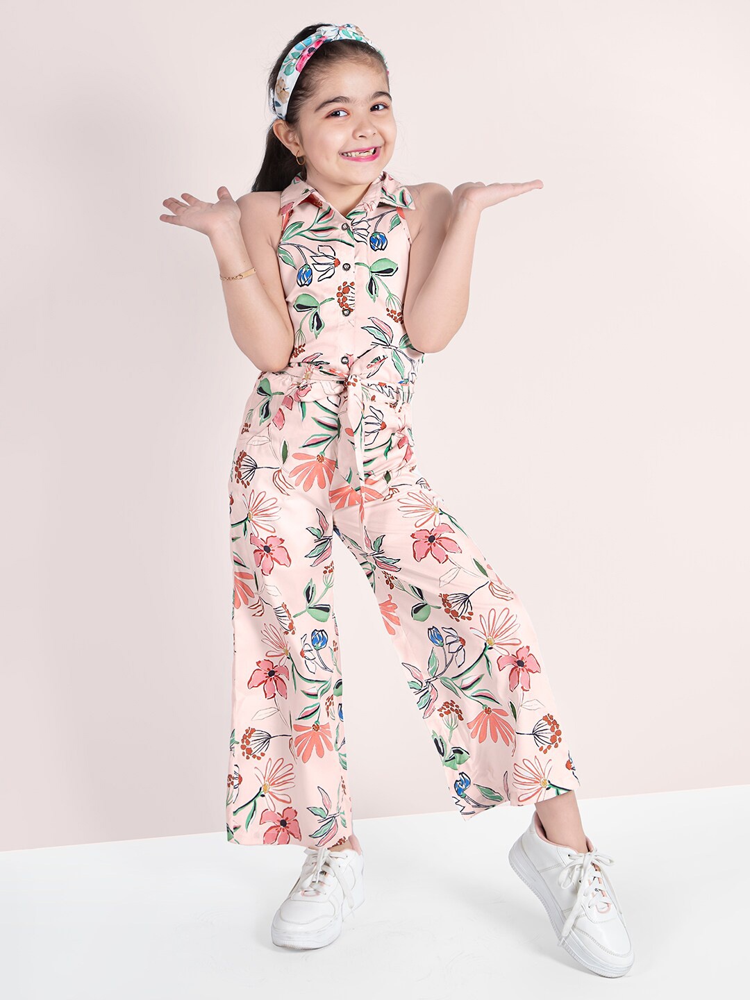 

Naughty Ninos Girls Floral Printed Basic Jumpsuit, Pink