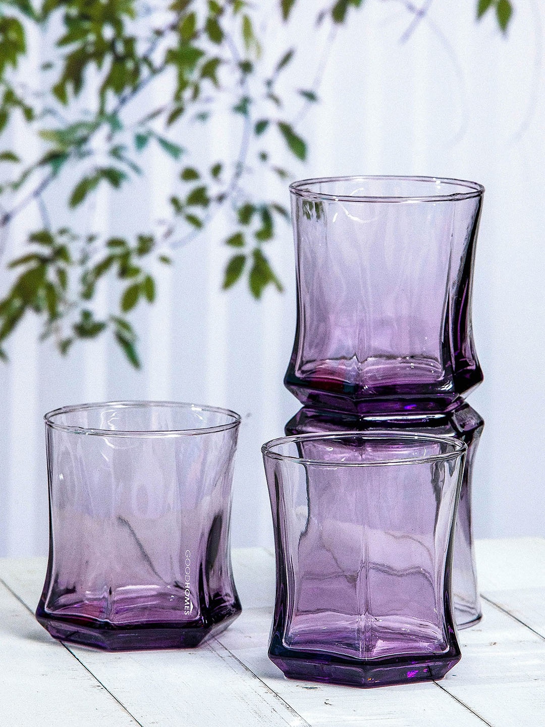 

GOODHOMES Set Of 6 Purple Textured Detail Glass Tumbler