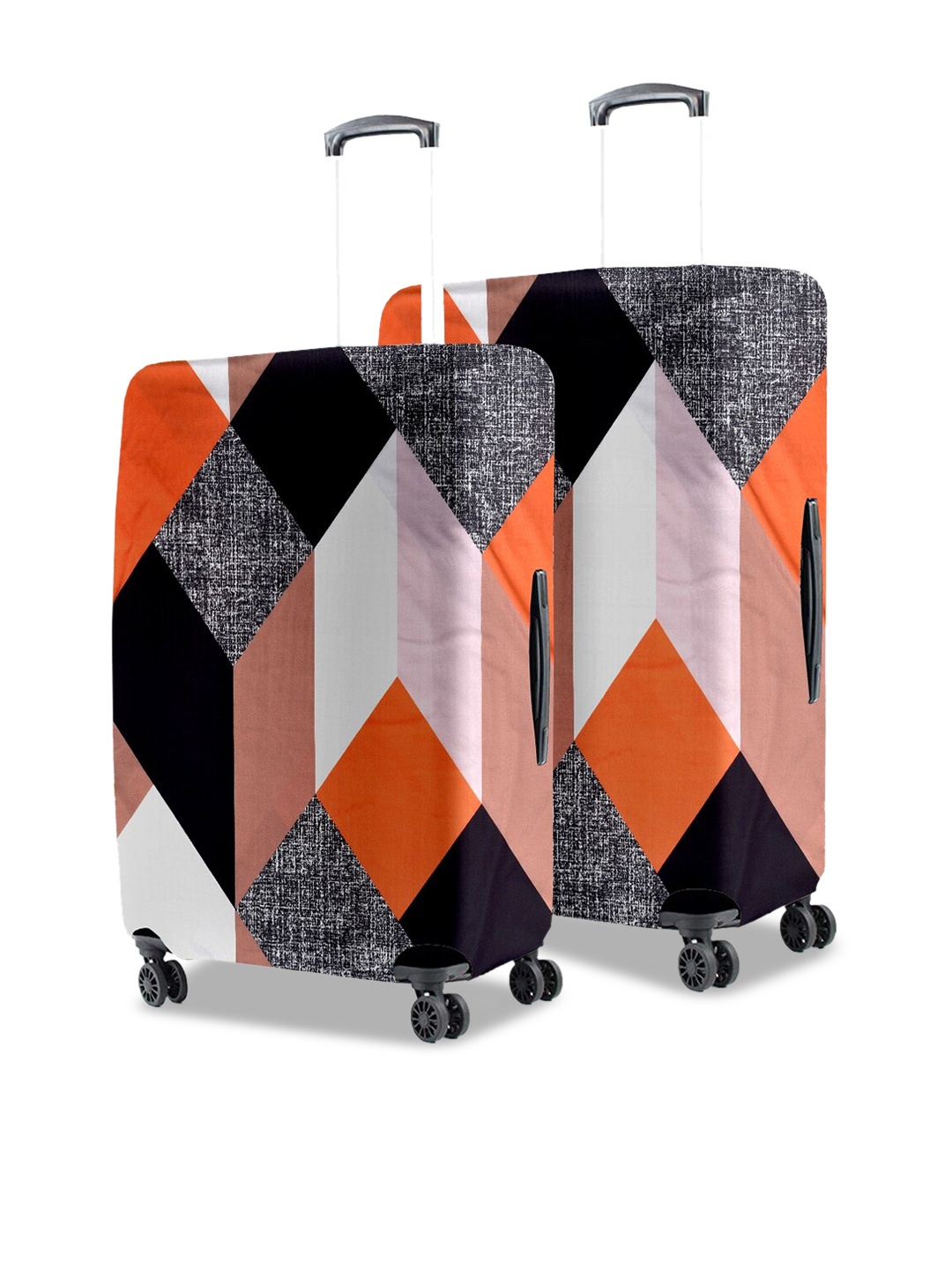 

Cortina Set Of 2 Geometric Printed Protective Small Trolley Bag Cover, Orange