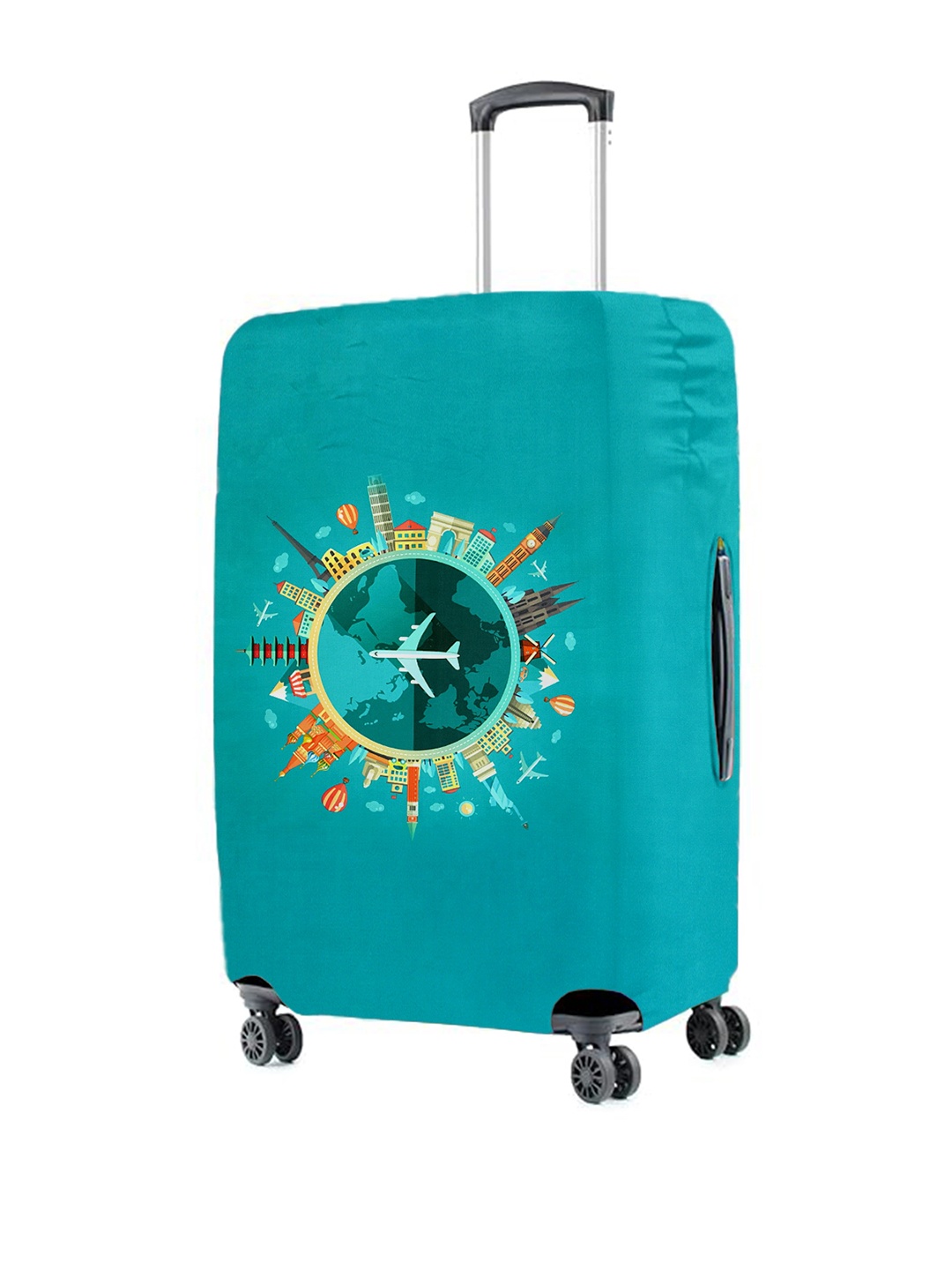 

Cortina Turquoise Blue Printed Protective Medium Trolley Bag Cover