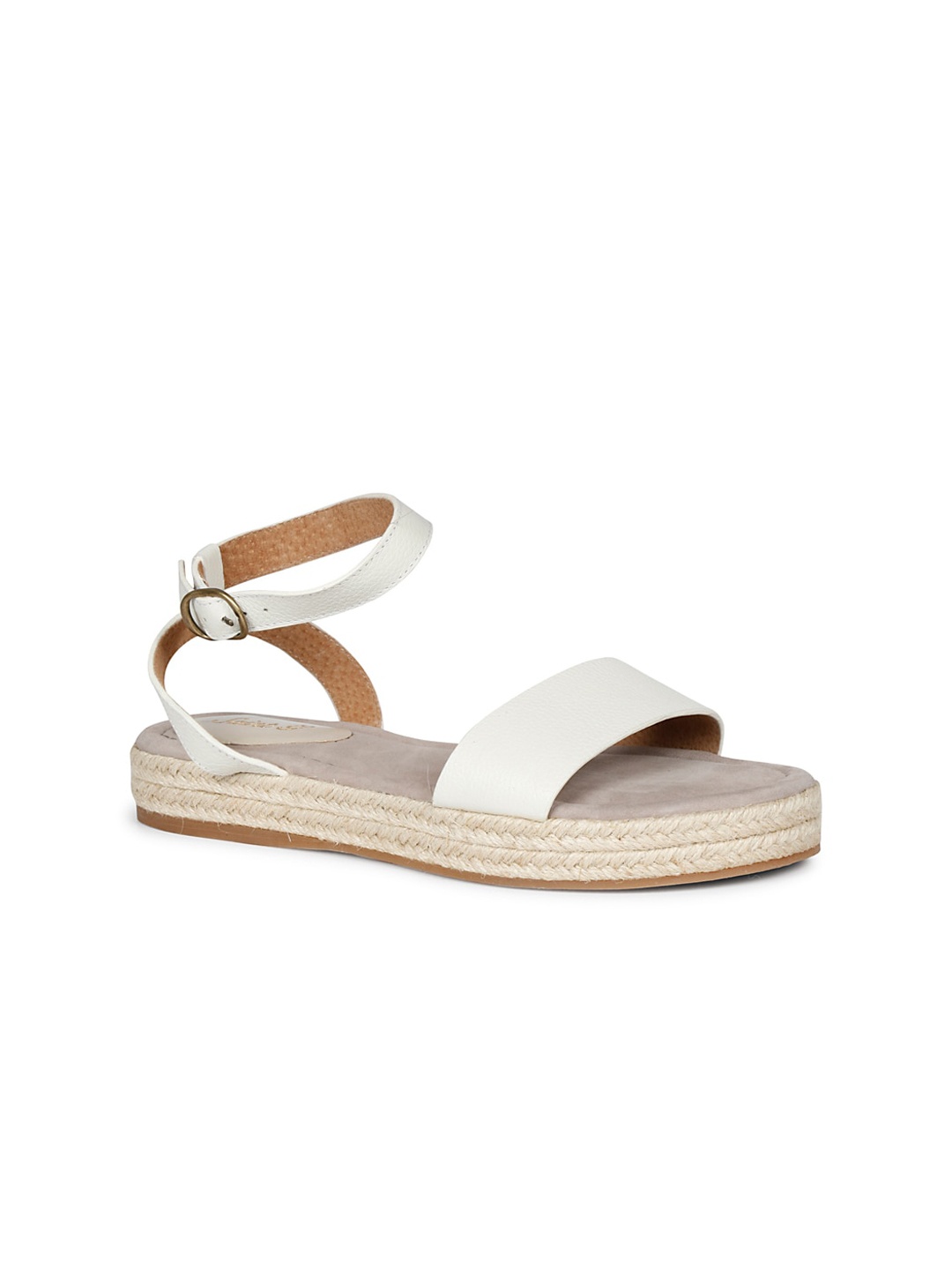 

Saint G Leather Flatform Heels with Buckles, White
