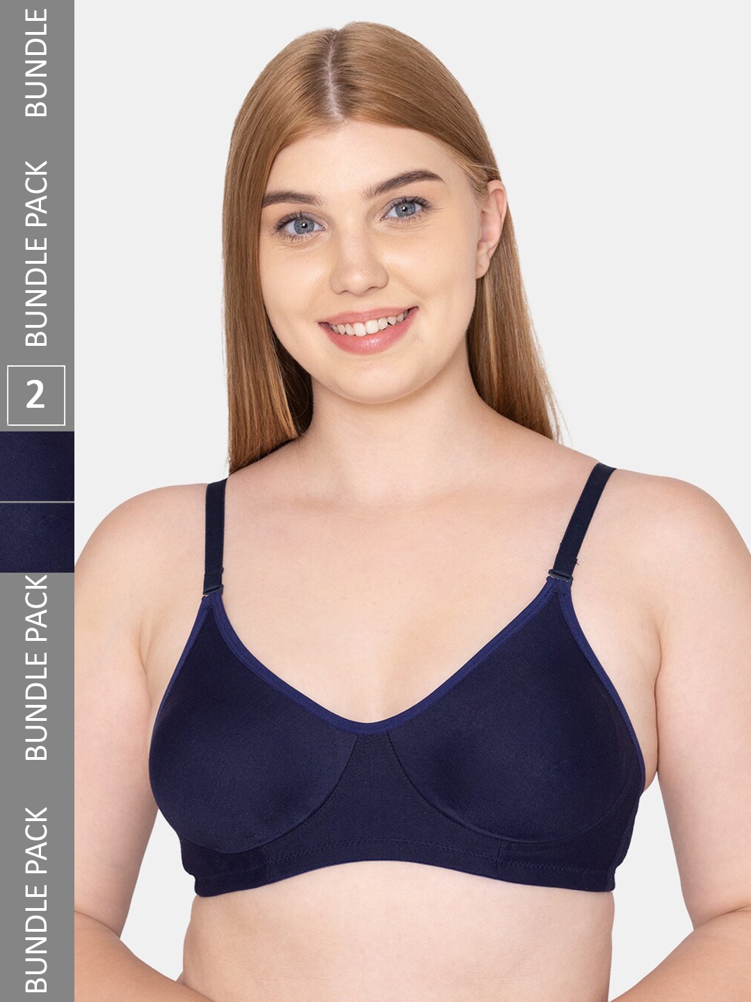 

Tweens Pack Of 2 Cotton Non-Wired Bra, Navy blue