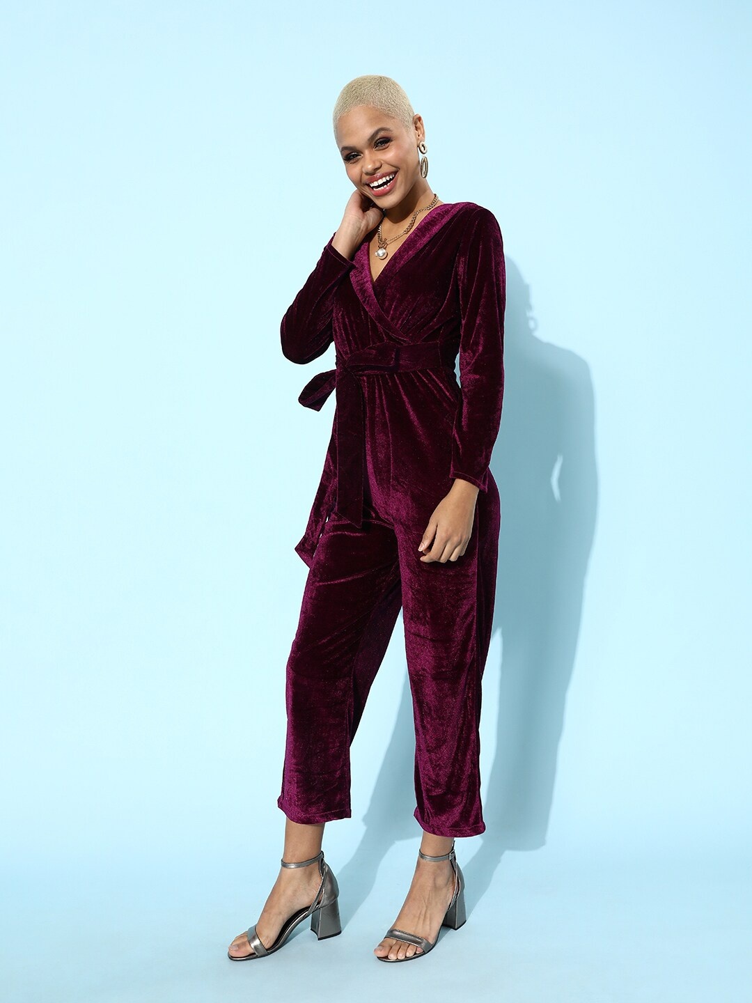 

DODO & MOA V-Neck Basic Jumpsuit, Burgundy