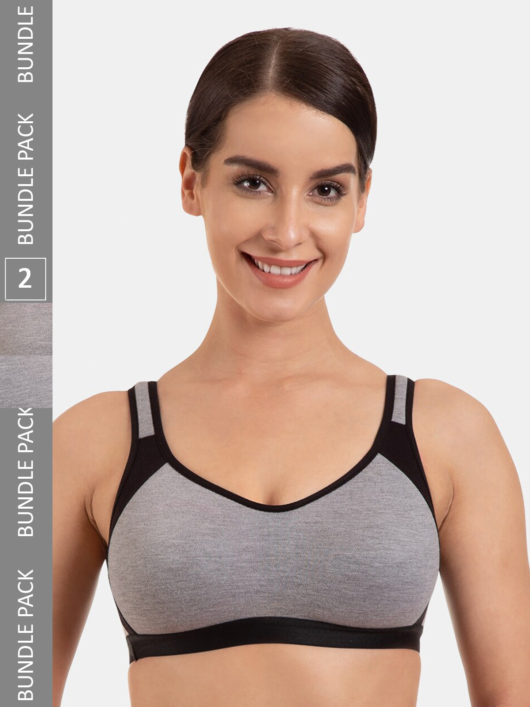 

Tweens Colourblocked Seamless Non-Padded Sports Bra, Grey