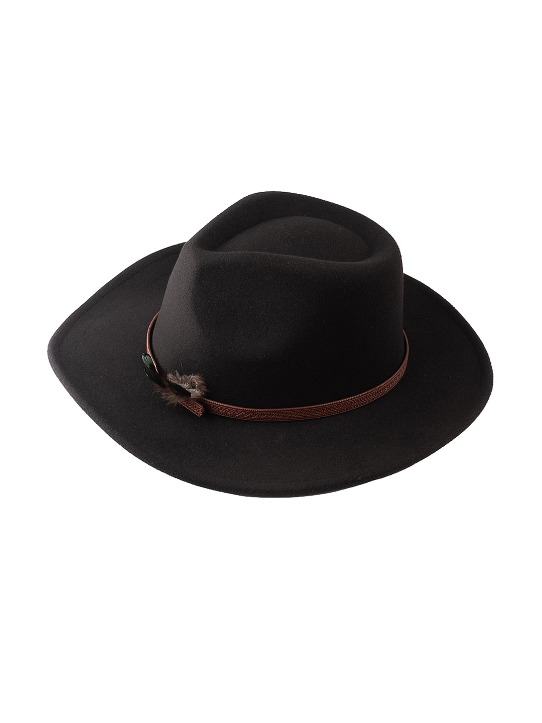 

The Tie Hub Men Cowboy Fedora Hat, Black