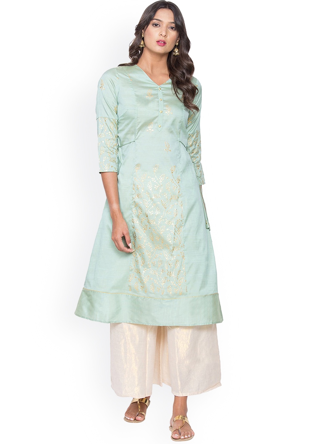 

Be Indi Women Ethnic Motifs Printed Cotton Kurta, Green