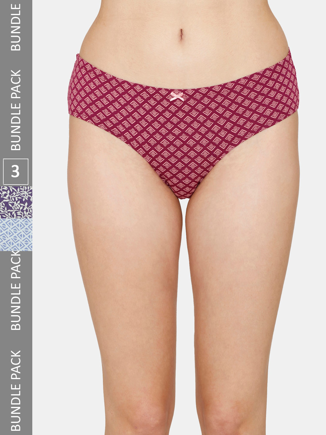 

Zivame Pack Of 3 Hipster Briefs ZI2585FASHEPURP, Maroon