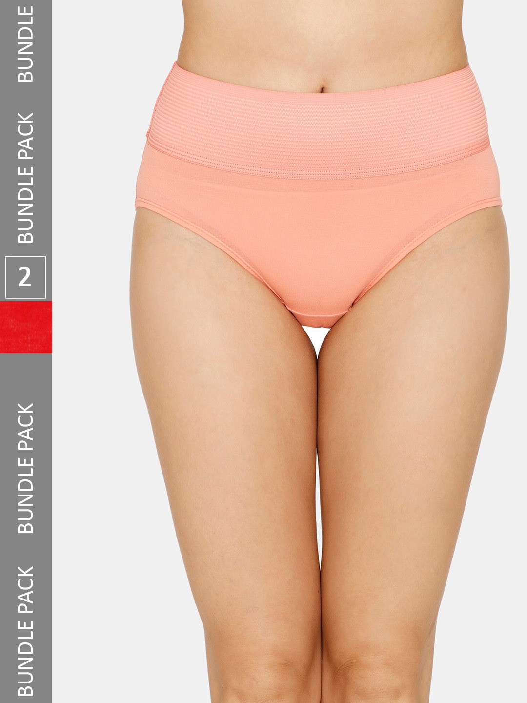 

Zivame Pack Of 2 High-Rise Hipster Briefs, Peach