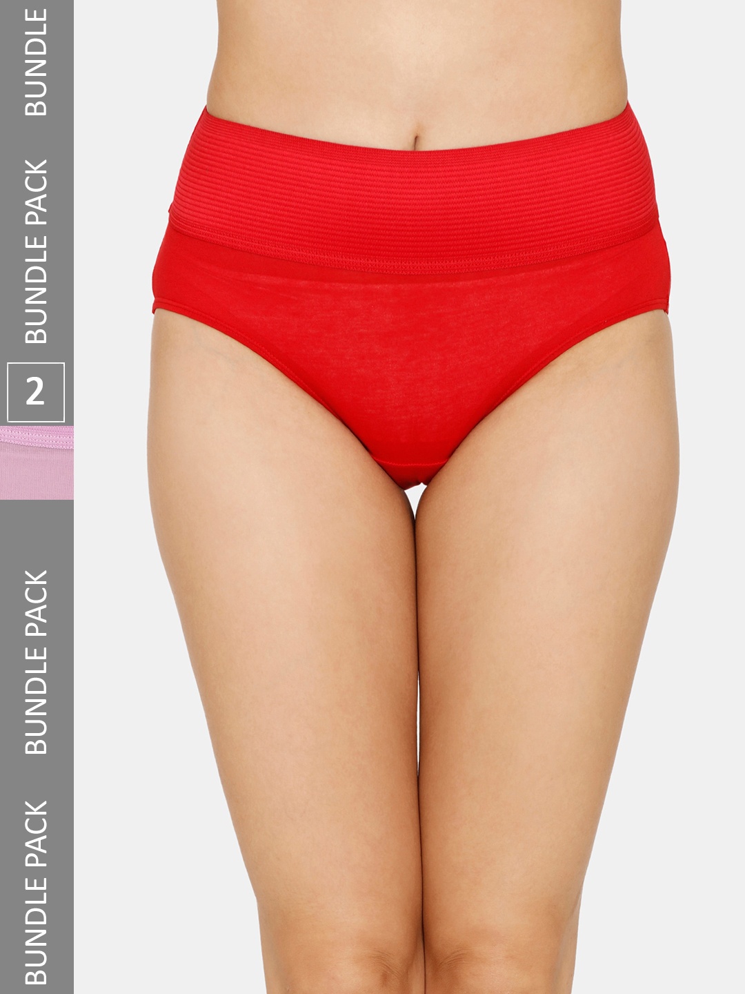 

Zivame Pack Of 2 High-Rise Hipster Briefs ZI2684FASHPURPL, Red