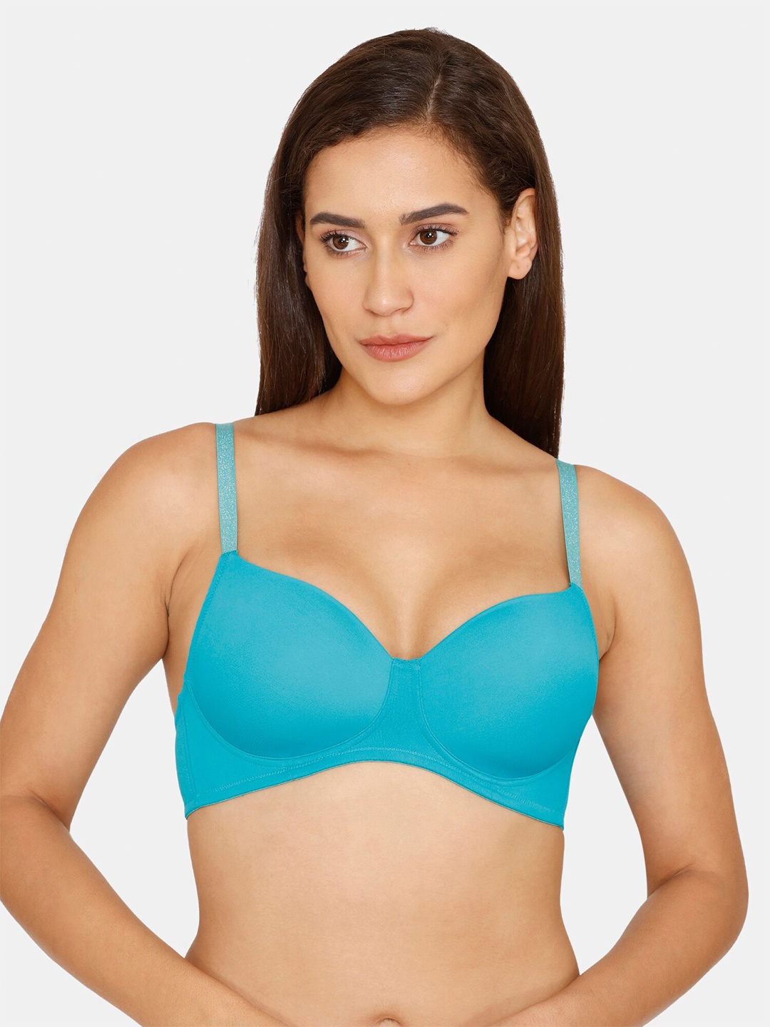 

Zivame Lightly Padded Non-Wired T-shirt Bra, Turquoise blue