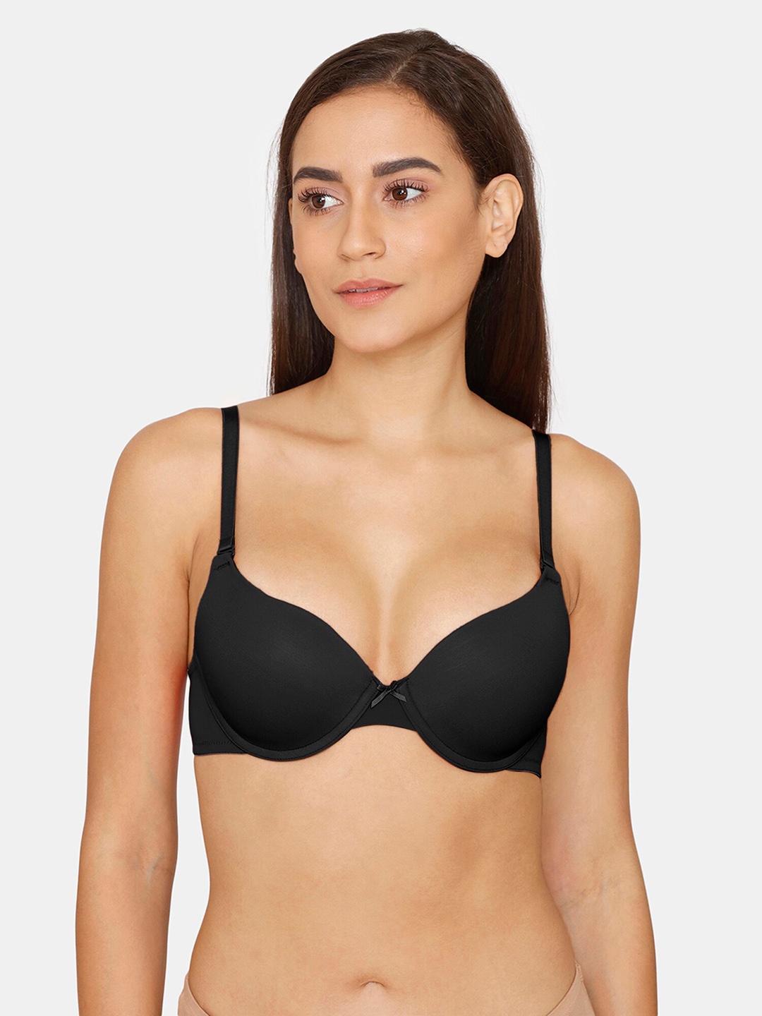 

Zivame Lightly Padded Underwired Seamless T-Shirt Bra, Black