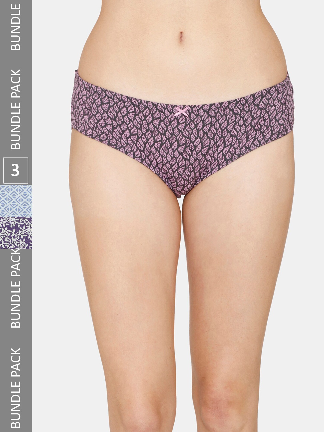 

Zivame Pack Of 3 Printed Hipster Briefs ZI2585FASHJPURP, Pink