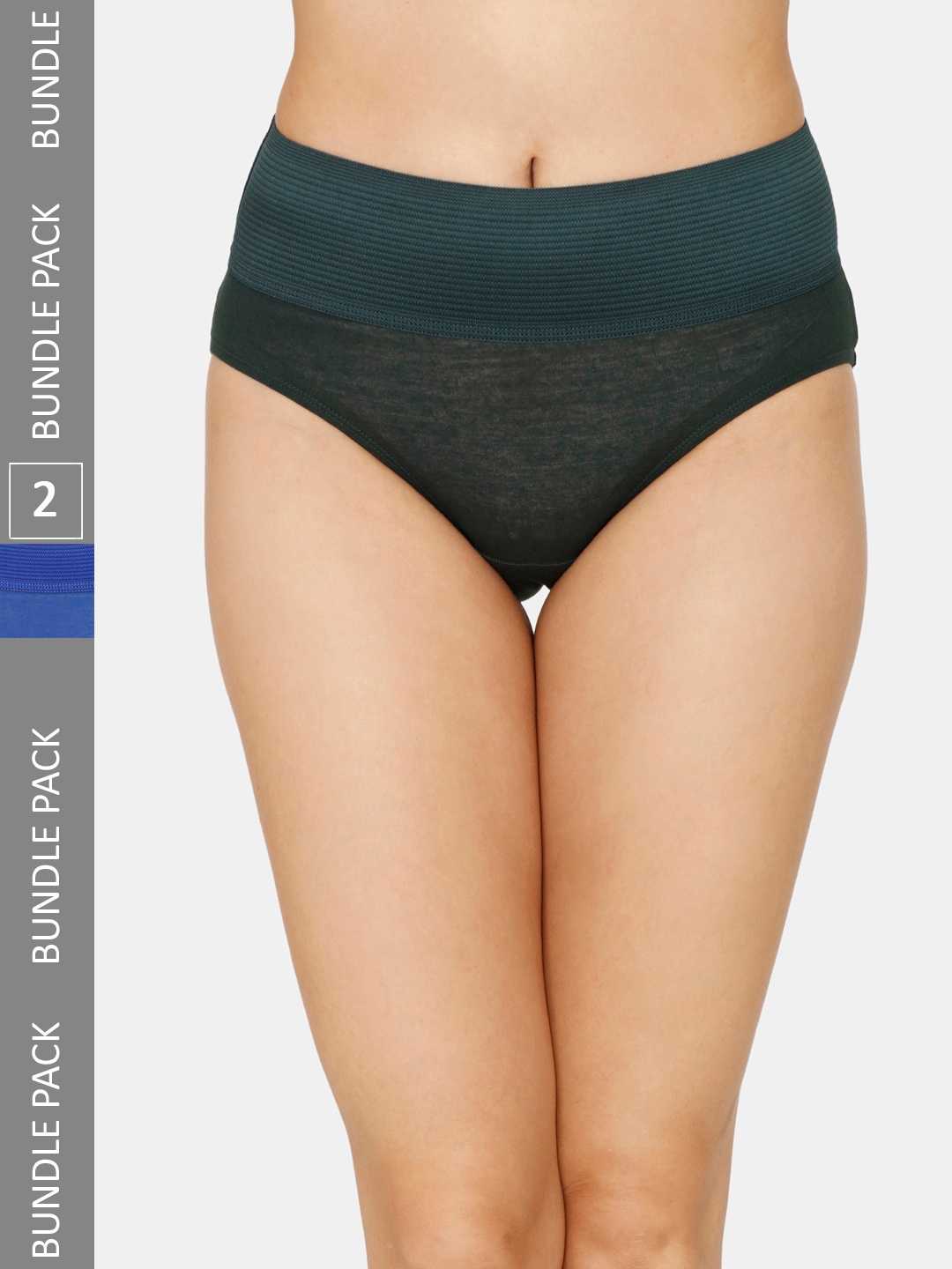 

Zivame Pack Of 2 High-Rise Hipster Briefs ZI2684FASHDGREY, Blue