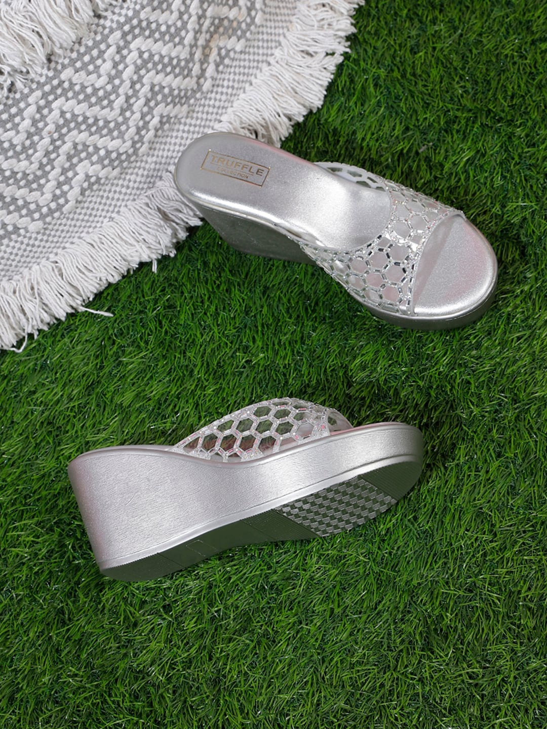 

Truffle Collection Embellished Wedge Heel, Silver