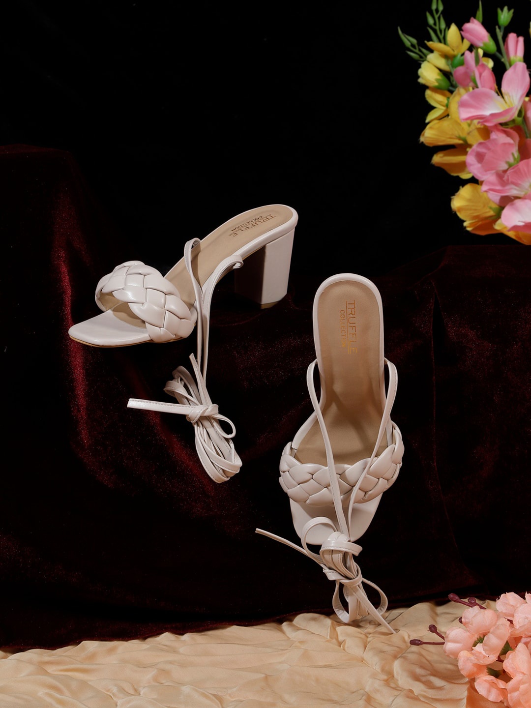 

Truffle Collection Open Back Block Heels, Nude