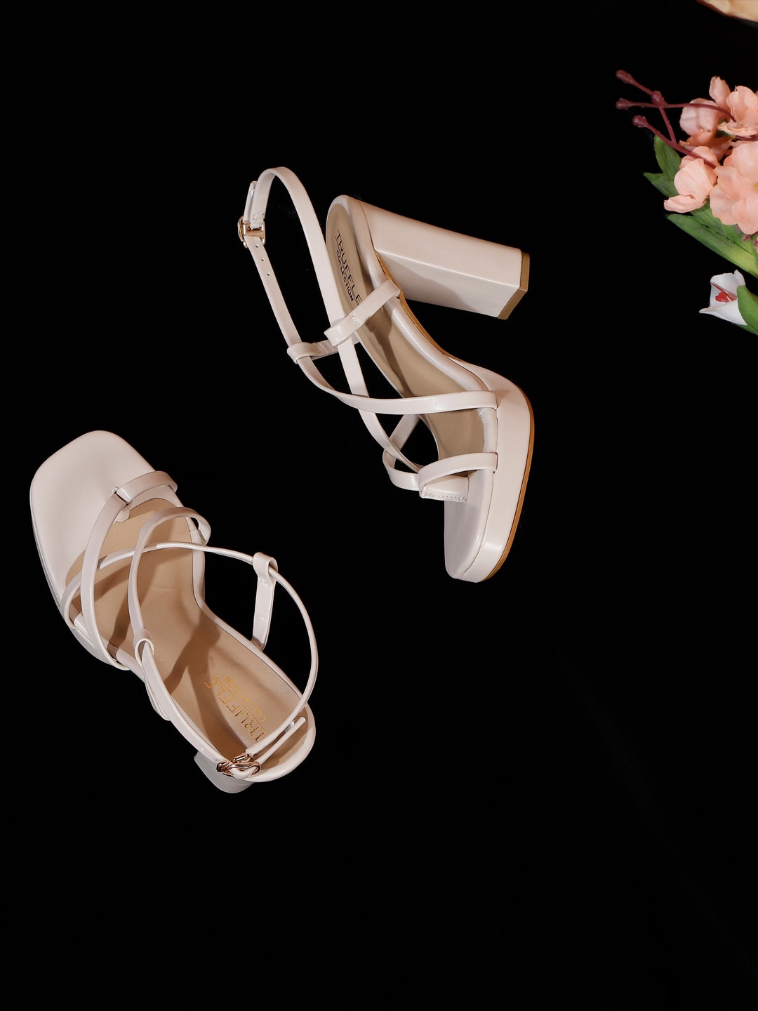 

Truffle Collection Ankle Loop Block Heels, Nude
