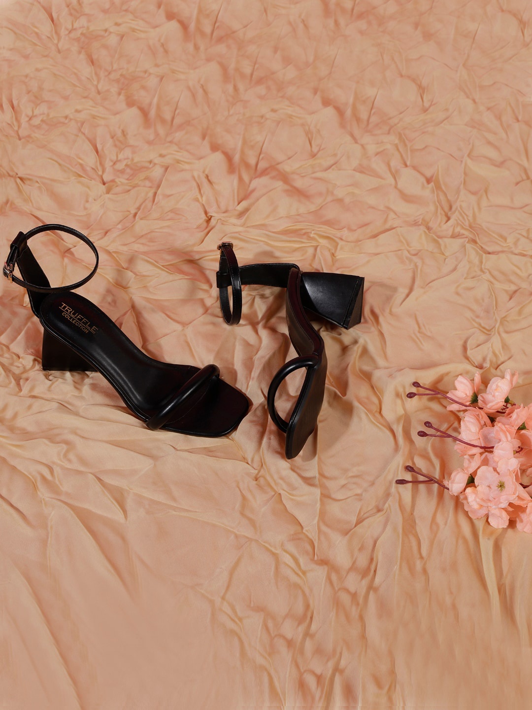 

Truffle Collection Ankle Loop Block Heels, Black