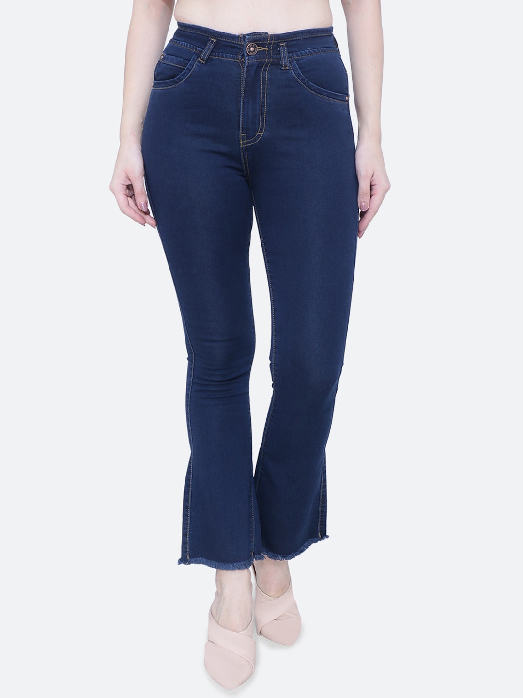 

FCK-3 Women Bootilicious Bootcut High-Rise Stretchable Cotton Jeans, Blue