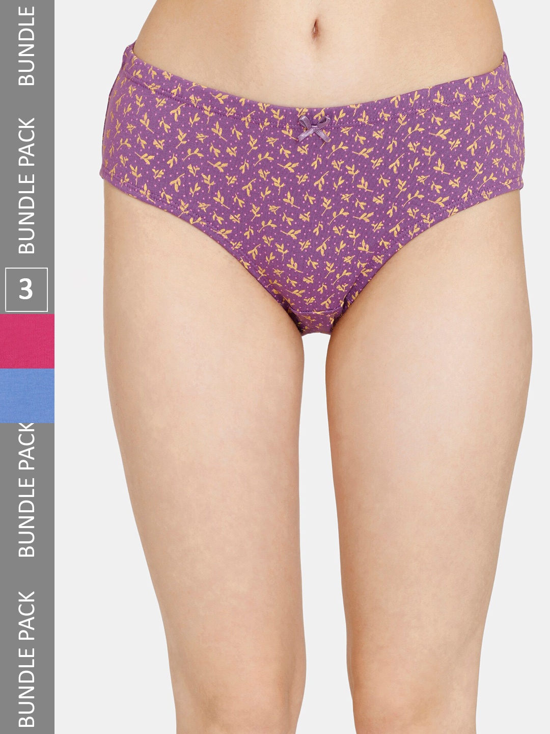 

Rosaline by Zivame Pack Of 3 Cotton Hipster Briefs RO2066FASHHASTP, Purple