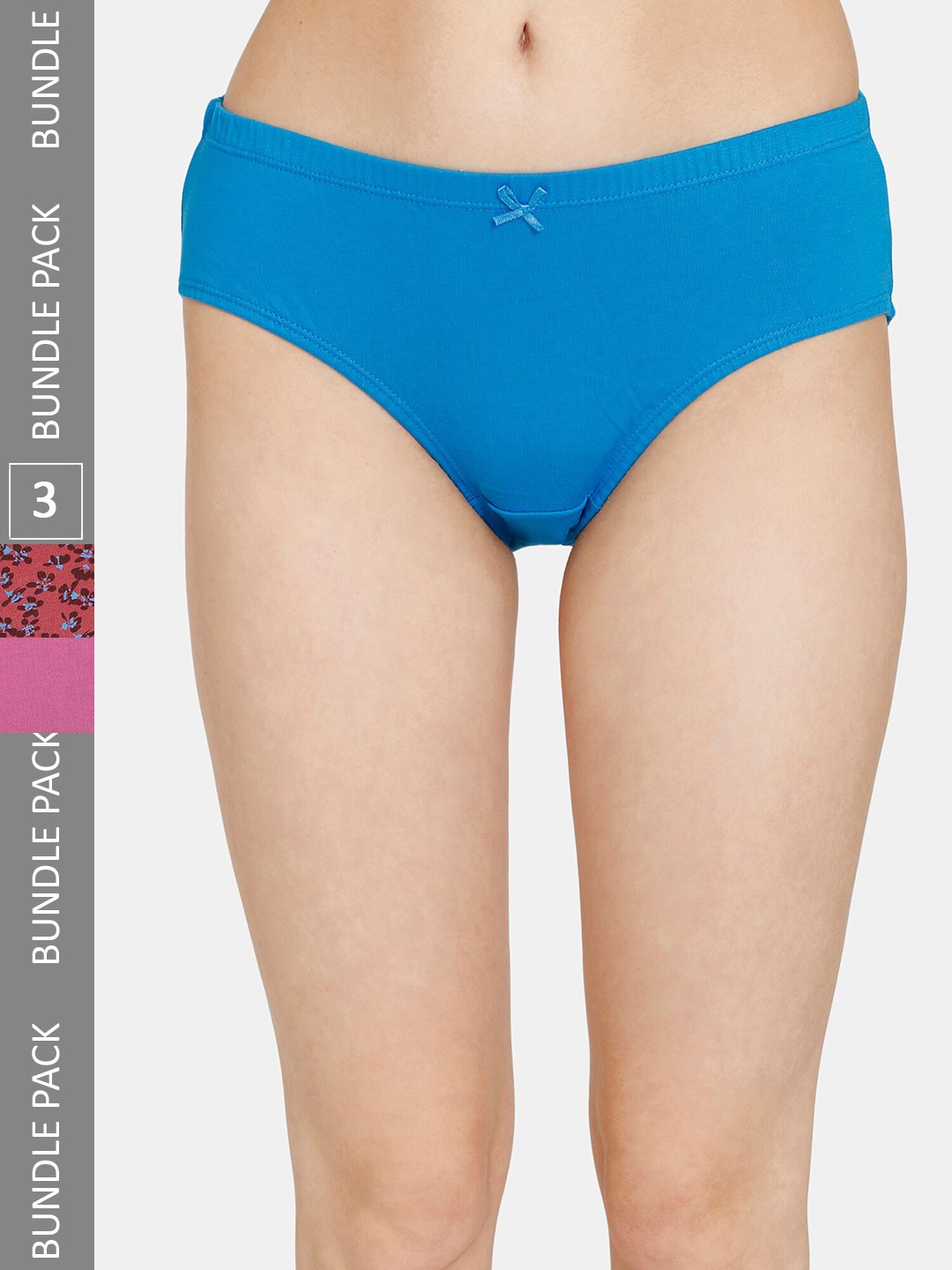 

Rosaline by Zivame Pack Of 3 Pure Cotton Hipster Briefs RO2066FASHEBLAK, Blue