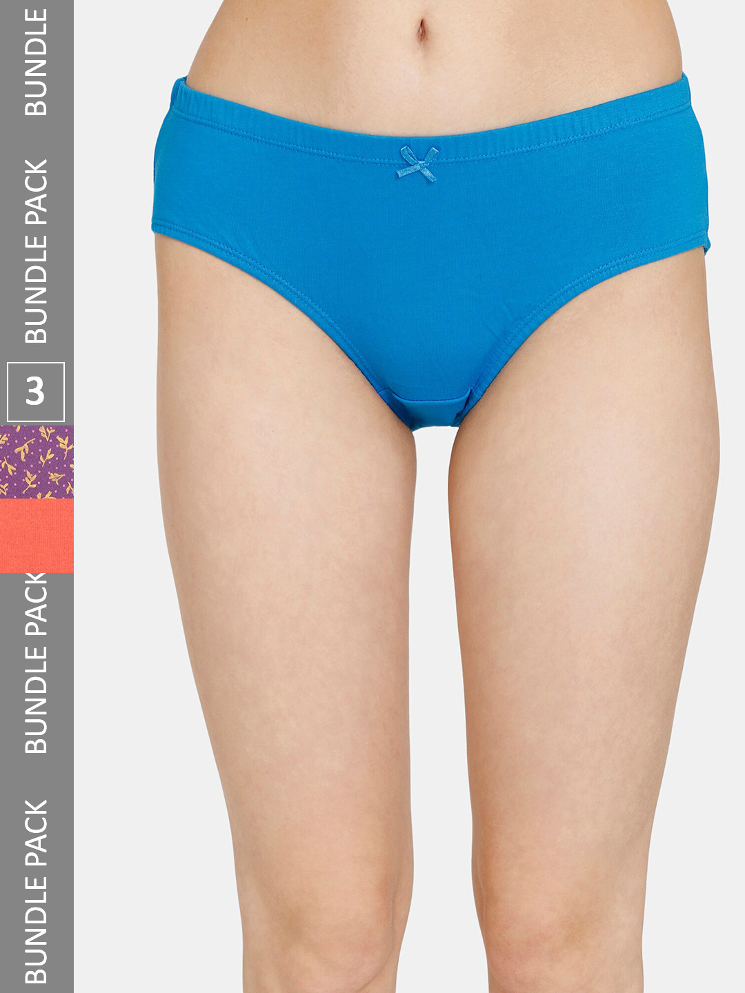 

Rosaline by Zivame Pack Of 3 Pure Cotton Hipster Briefs RO2066FASHCBLUE, Blue