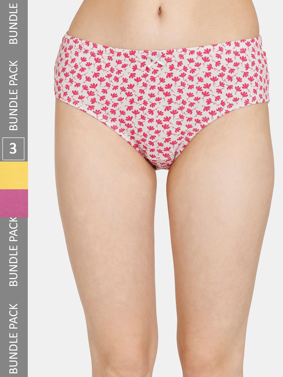 

Rosaline by Zivame Pack Of 3 Pure Cotton Hipster Briefs RO2066FASHZWRED, Pink