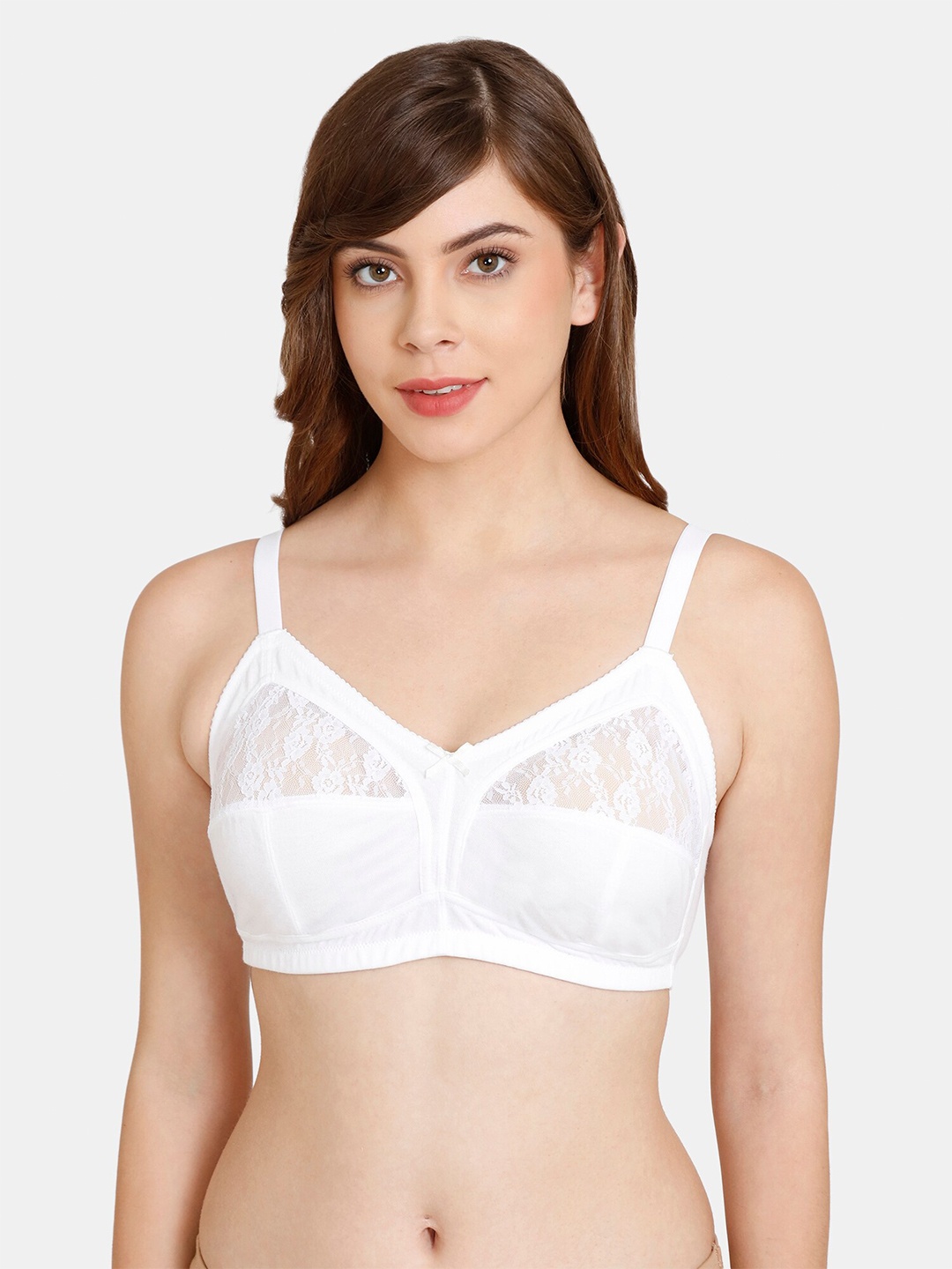 

Rosaline by Zivame Lace Floral Non-Wired Non-Padded Bra RO1019FASHCWHIT, White