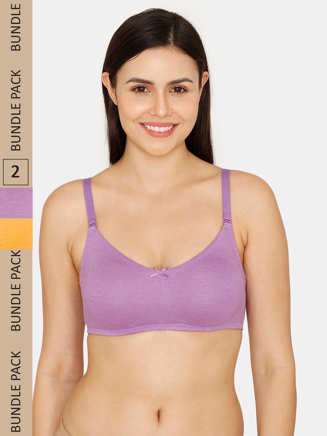 

Rosaline by Zivame Pack of 2 Seamless Non-Padded Bra RO1316FASHHASRT, Yellow
