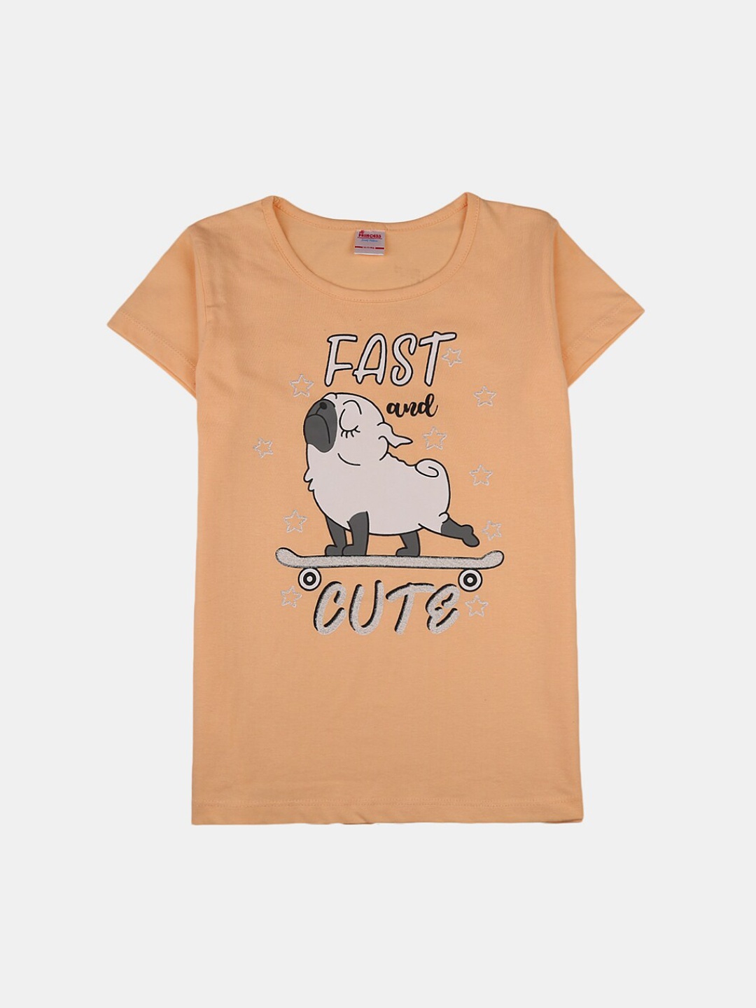 

V-Mart Girls Printed Pure Cotton Night suit, Peach